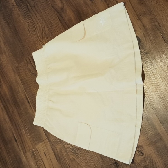 Adidas Cream Striped High Waisted A Line Mini Seersucker Skirt A33 - Picture 1 of 8